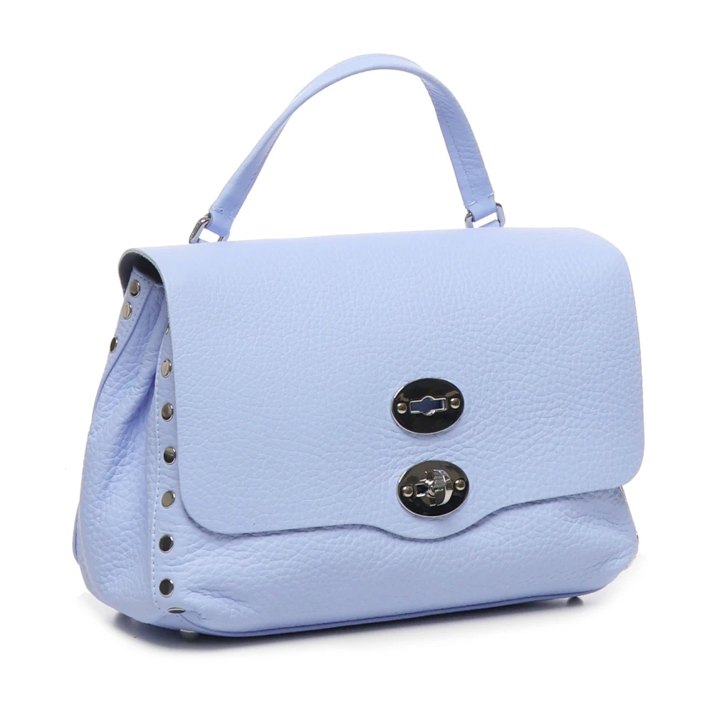 Zanellato Blauwe leren schoudertas met binnenzak Blue Dames
