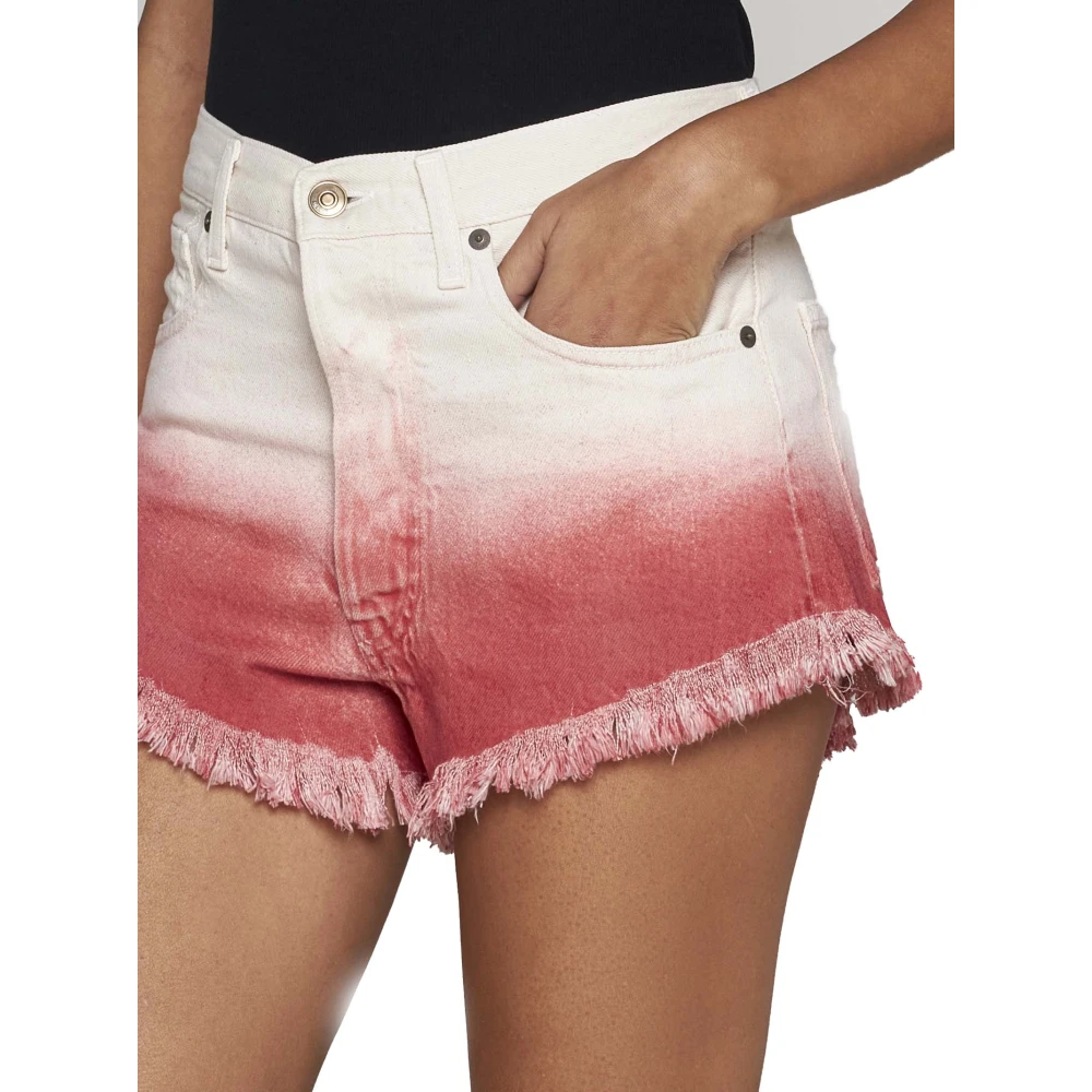 Alanui Helderrode Denim Shorts Ruwe Denim Multicolor Dames