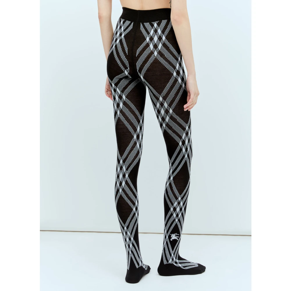 Burberry Check Wool Blend Tights Black Dames