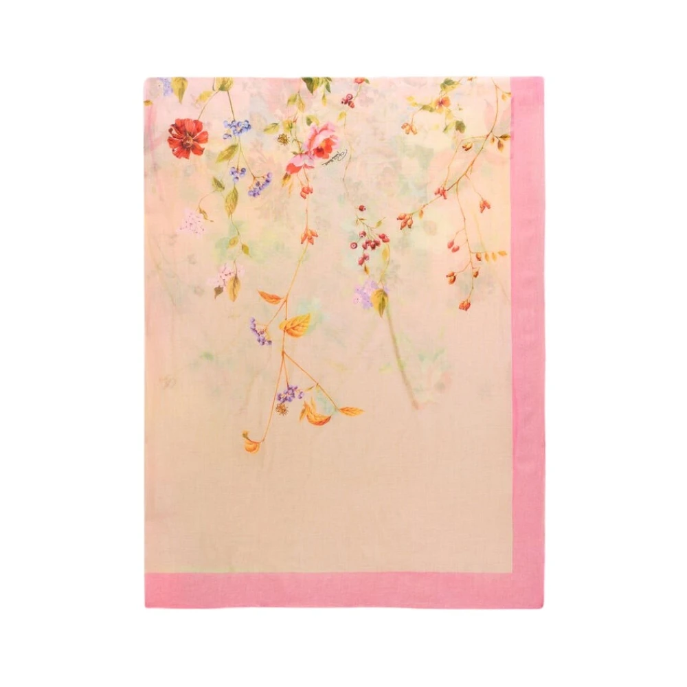 Roberto Cavalli Women's Multicolor Scarves, One Size, Miami Flowers Print Modal And Cashmere Scarf