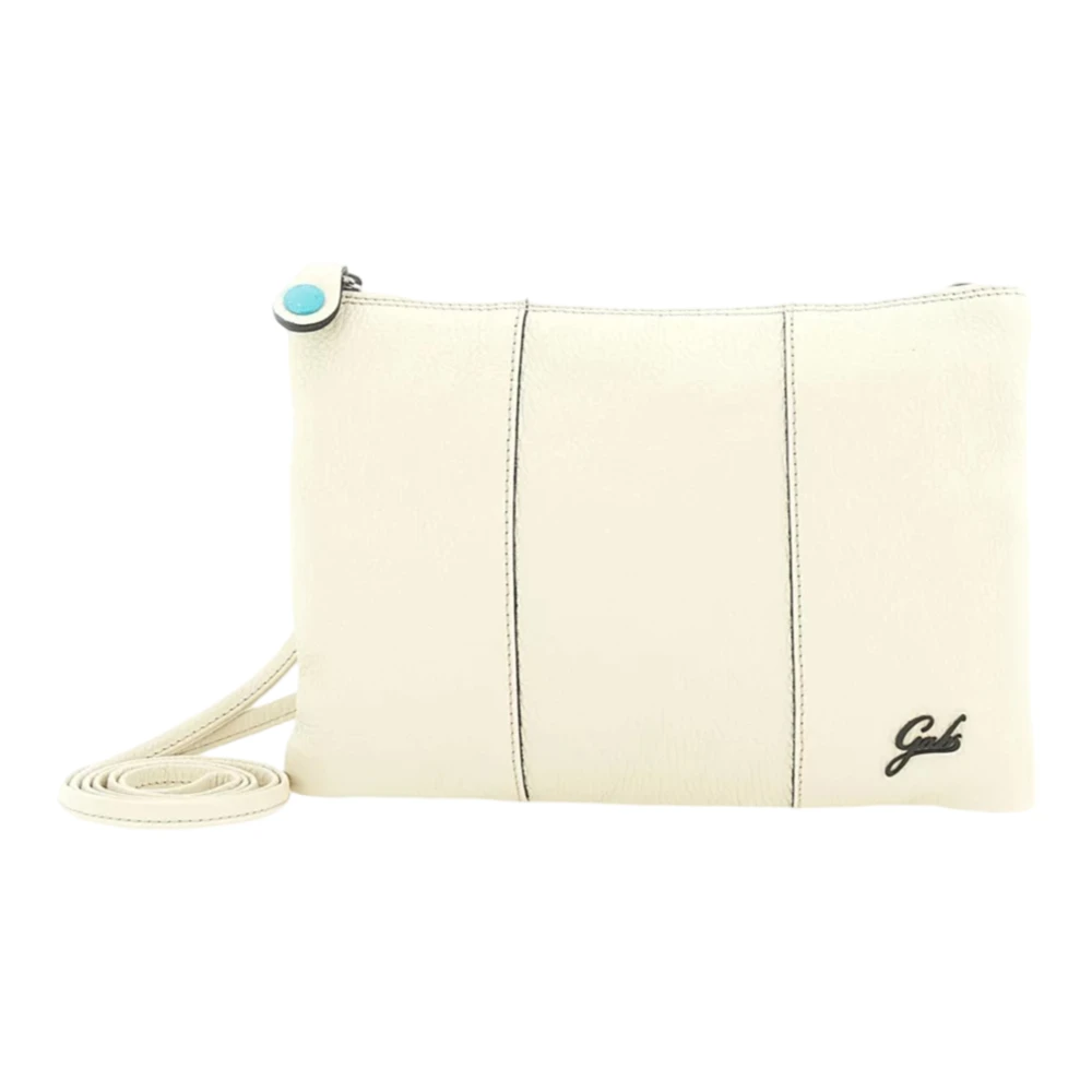Gabs Women's White Clutches, One Size, Ivory Leather Shoulder Bag With Zipper