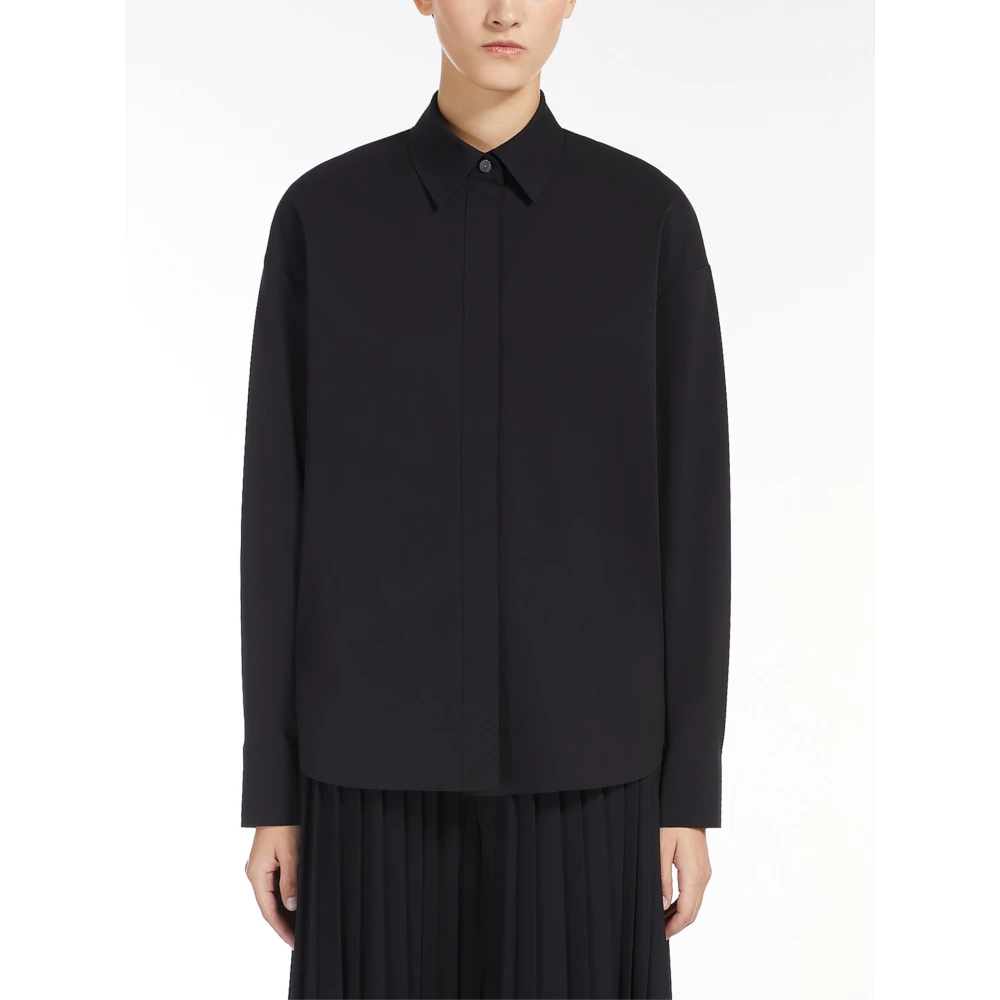 Max Mara Zwarte overhemd met lange mouwen en puntkraag Black Dames