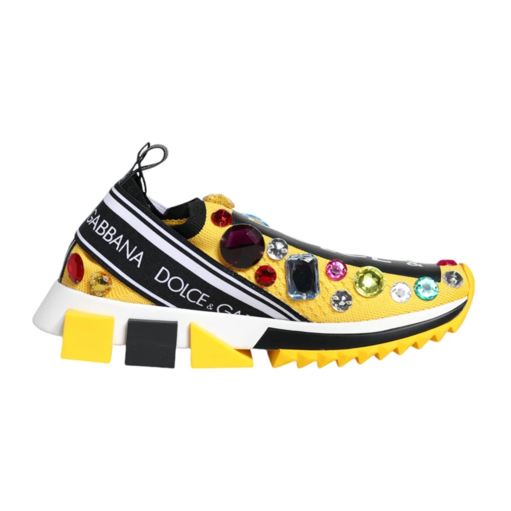 Dolce & Gabbana Donna Giallo Sneakers Basse Con Strass Gialle