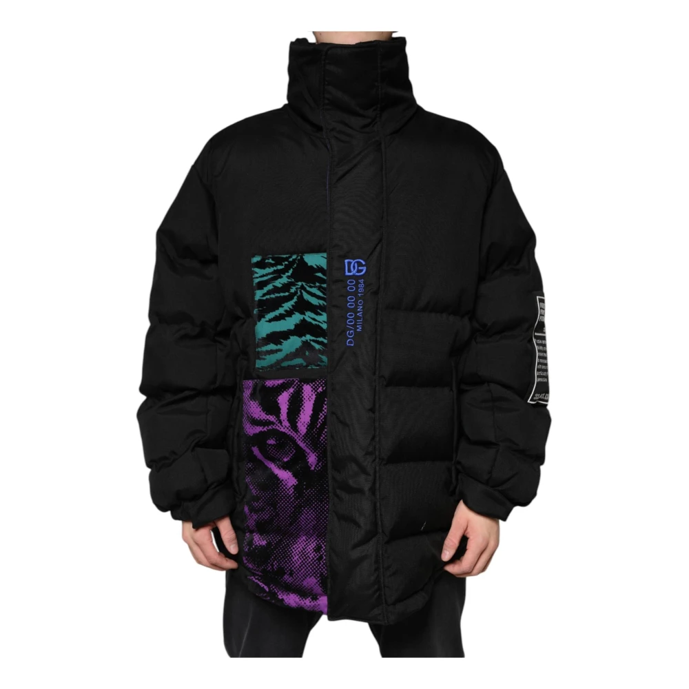 Dolce & Gabbana Zwarte Pufferjas met Logodetails Black Heren