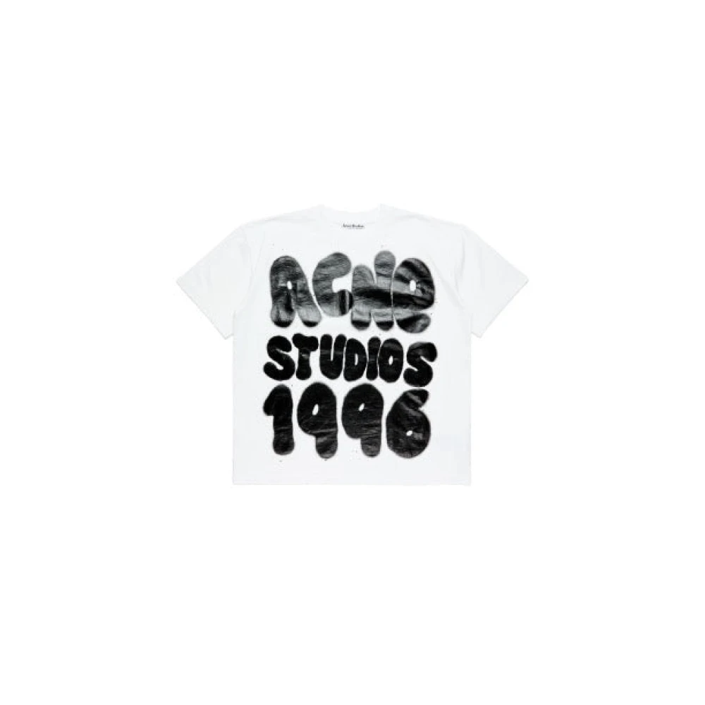 Acne Studios 1996 Logo T-shirt Relaxte pasvorm White Heren