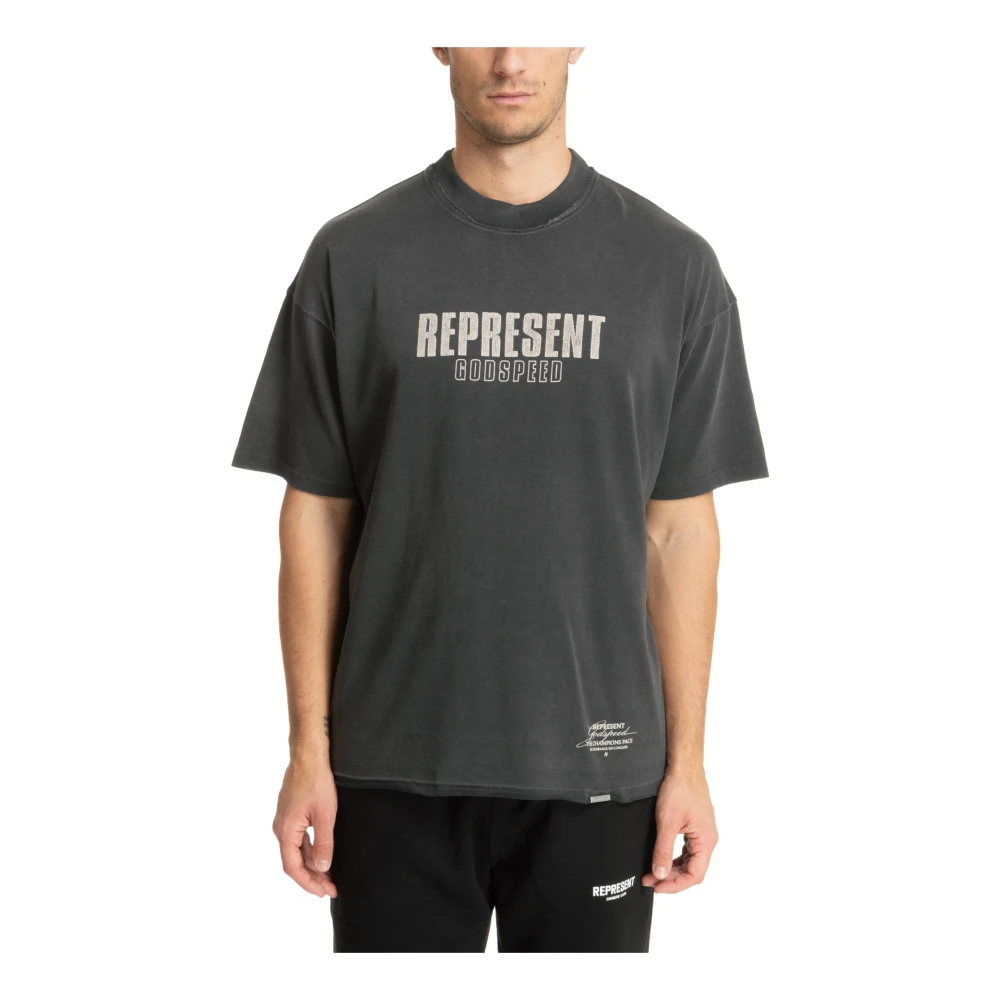 Represent Zwarte Katoenen T-shirt 'Godspeed' Heren Black Heren