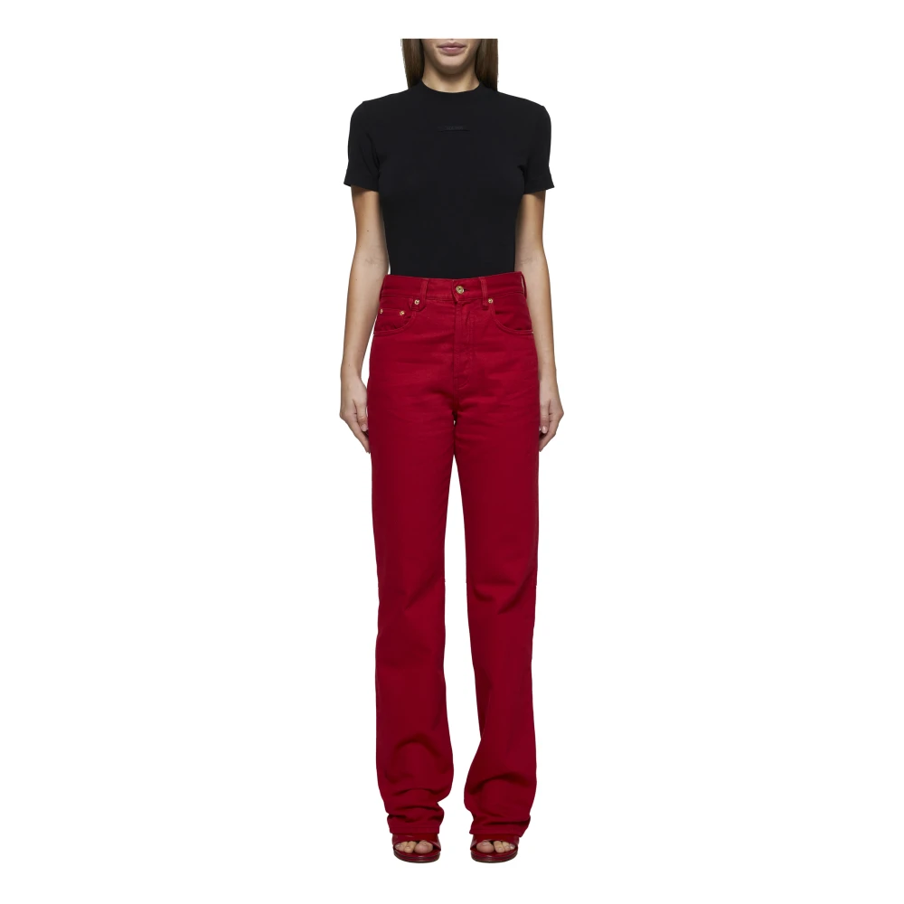 Jacquemus Rode High Waist Straight Leg Jeans Red Dames
