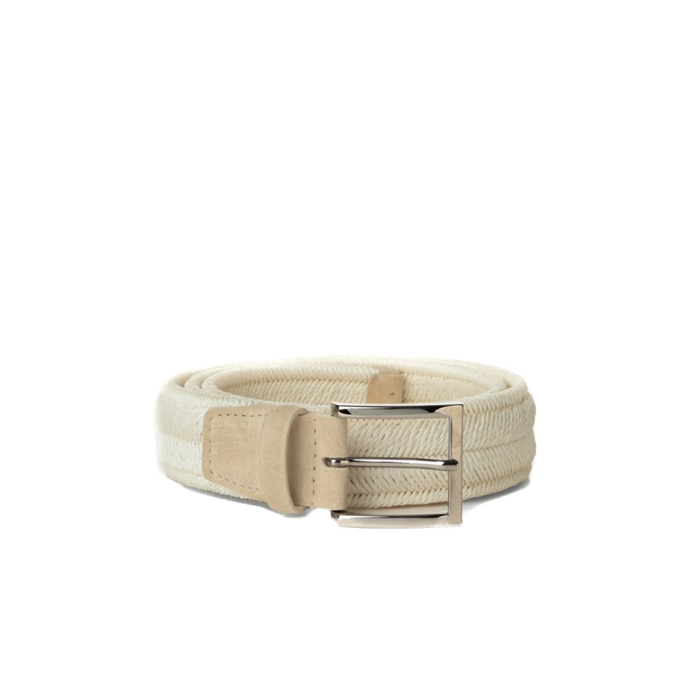 Orciani Men's White Cintura Intrecciata Stretch In Tessuto - Belts - 95 Cm - Accessories