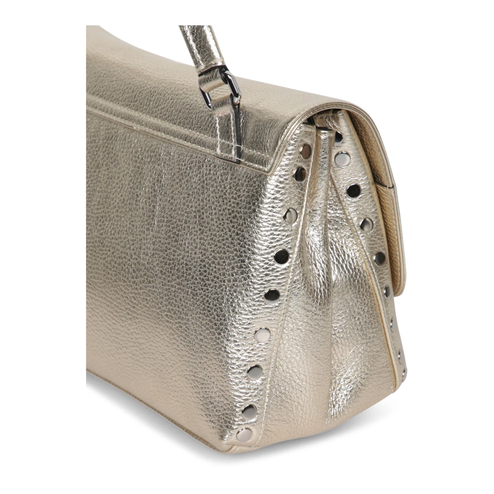 Zanellato Metallic Leren Schoudertas Gray Dames