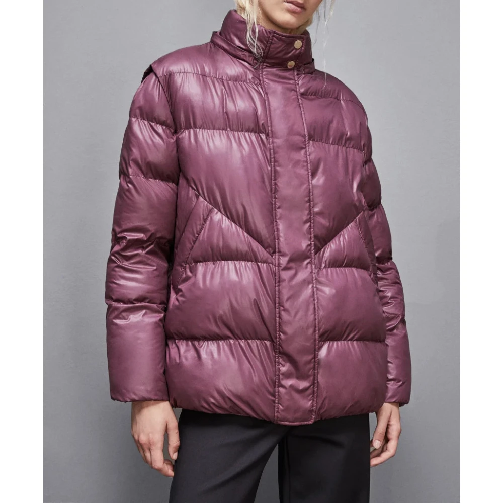 PATRIZIA PEPE Glanzende Nylon Puffer Jas Purple Dames