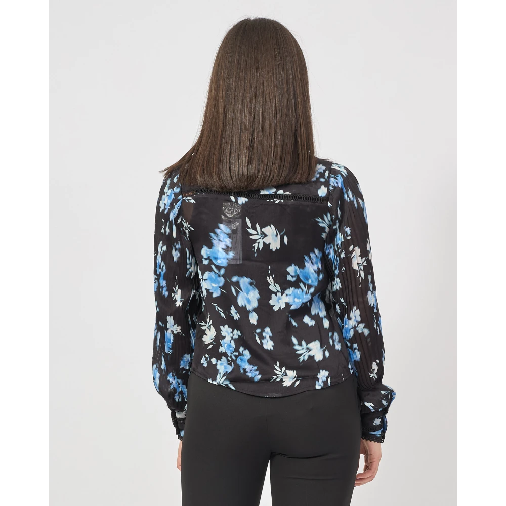 Guess Blauwe chiffon blouse met lange mouwen Blue Dames