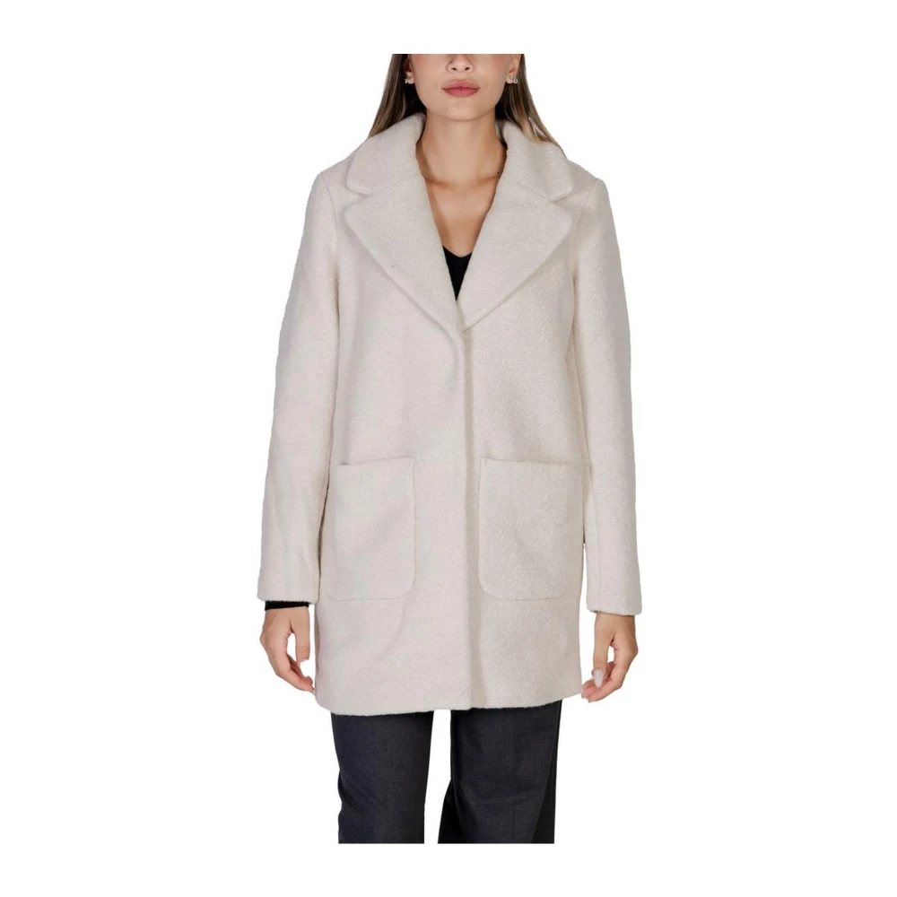 Ichi Beige Wool Blend Jassen & Mantels Beige Dames