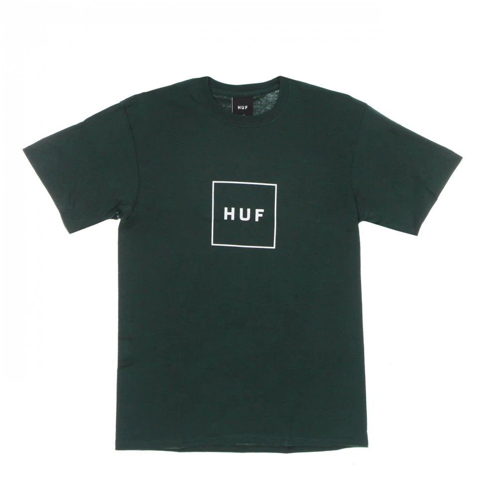 HUF Essentials Box Logo Dark Green T-Shirt Green Heren