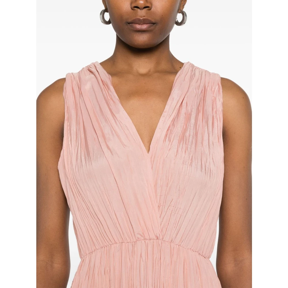 Forte Poederroze V-hals Jurk met Sleutelgatdetail Pink Dames