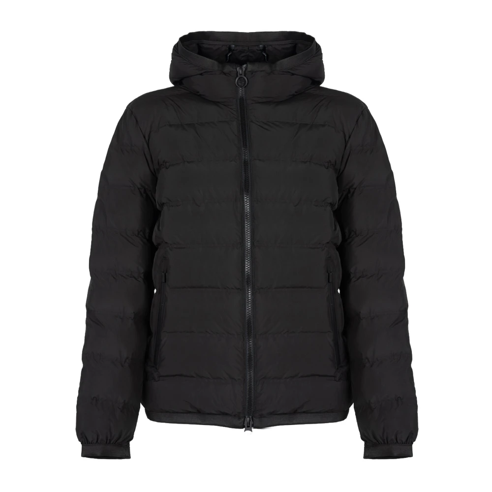 Geox Stijlvolle Jas met Capuchon en Rits Black Heren