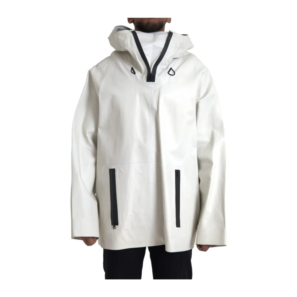 Bottega Veneta Men's White Leather Jackets, 2XL, Luxury Hooded Leather Jacket