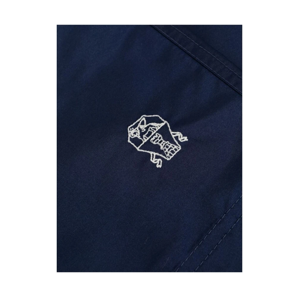 BRUNELLO CUCINELLI Navy blauwe strandkleding met geborduurd logo Blue Heren