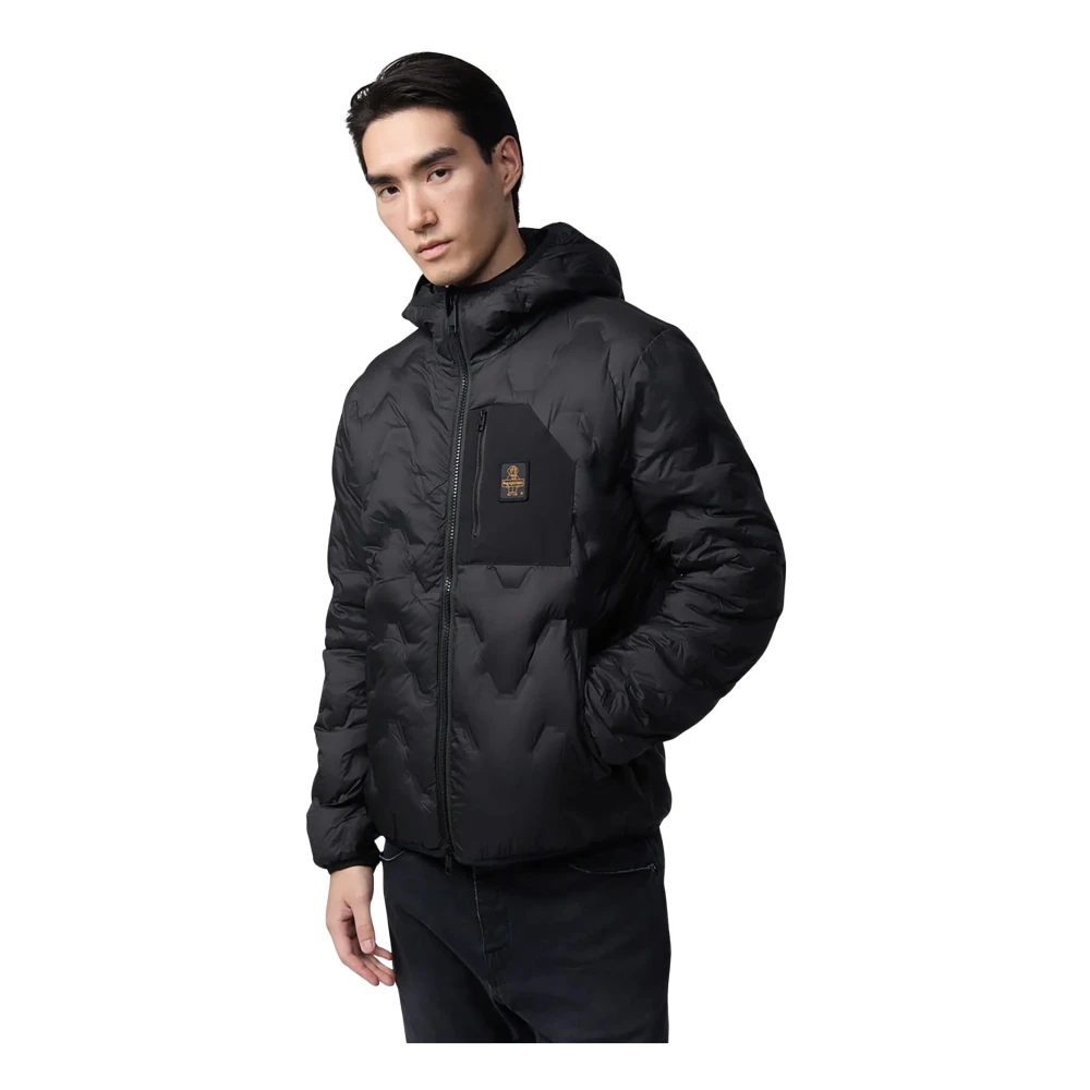 Refrigiwear Uomo Nero Bomber Jacket Con Cappuccio