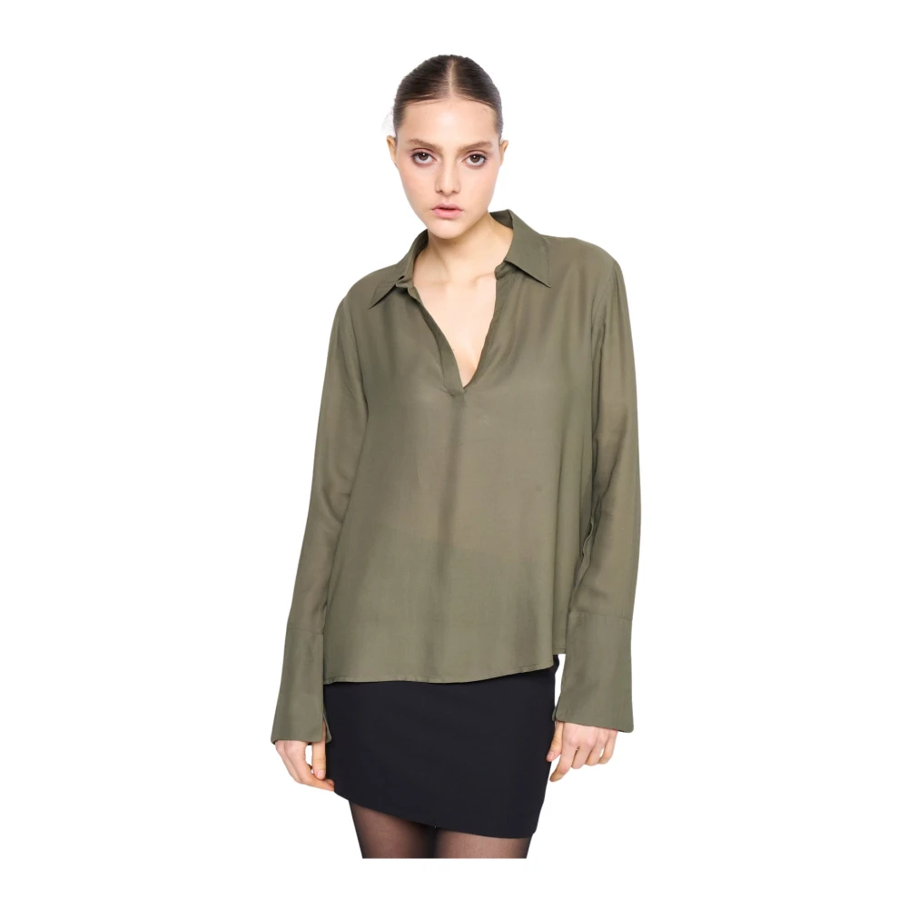 Silvian Heach Blouse met klokmouwen Green Dames