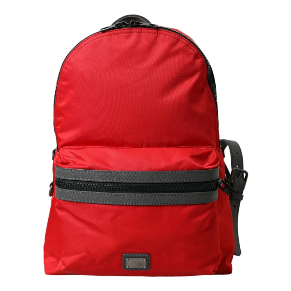 Dolce & Gabbana Elegante rode nylon-leren rugzak Red Heren