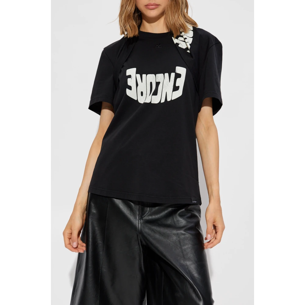 Courrèges Bedrukt T-shirt Black Dames
