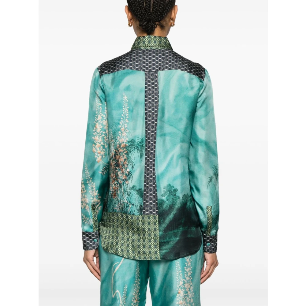 Pierre-Louis Mascia Blauwe Knopen Shirt met Grafische Print Blue Dames