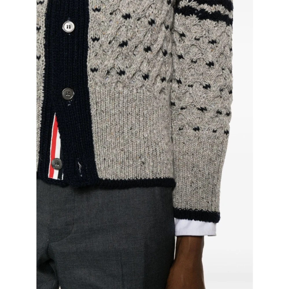 Thom Browne Chunky Cable Knit Trui Gray Heren