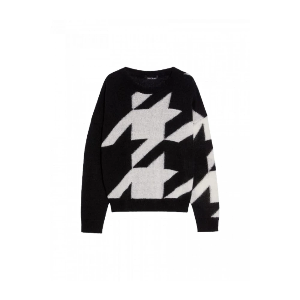 Pennyblack Mohair Blend Jacquard Sweater Black Dames