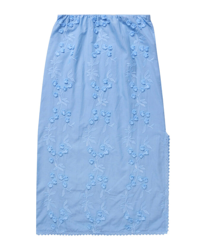 jupe-bleue-brodee-de-fleurs