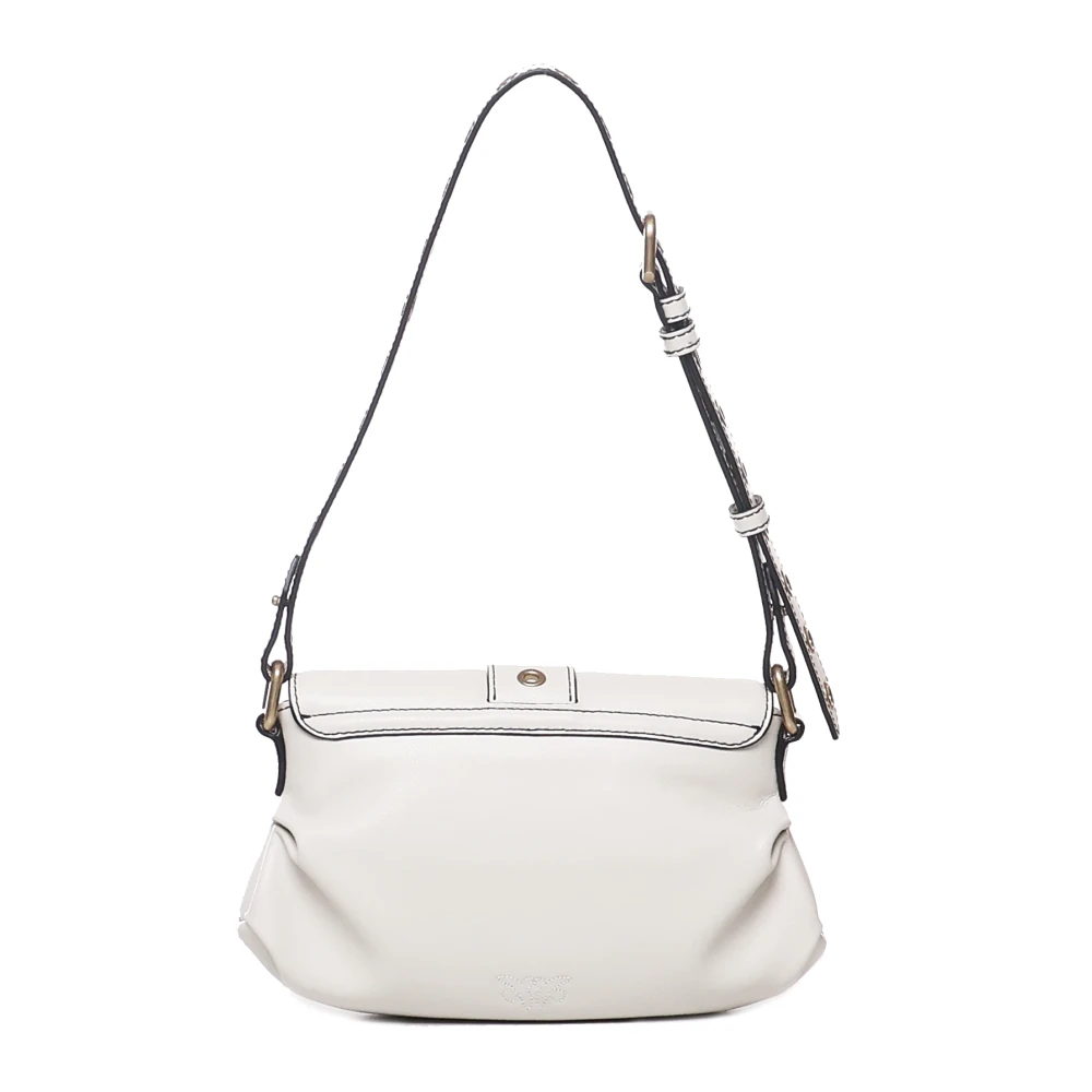 pinko Hartvormige Leren Tas met Flap Sluiting White Dames