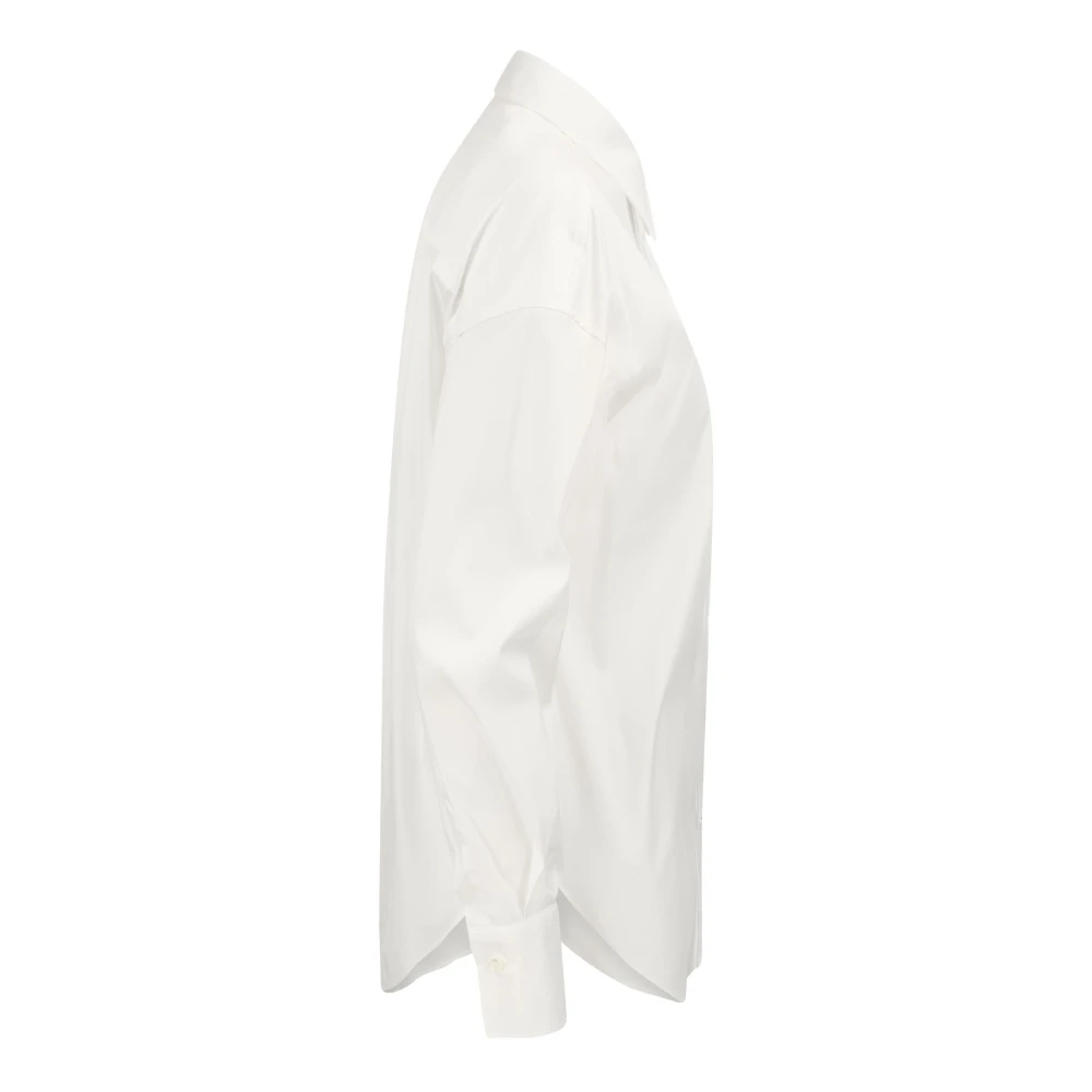 BRUNELLO CUCINELLI Stretch Katoenen Poplin Overhemd met Glanzende Tab White Dames