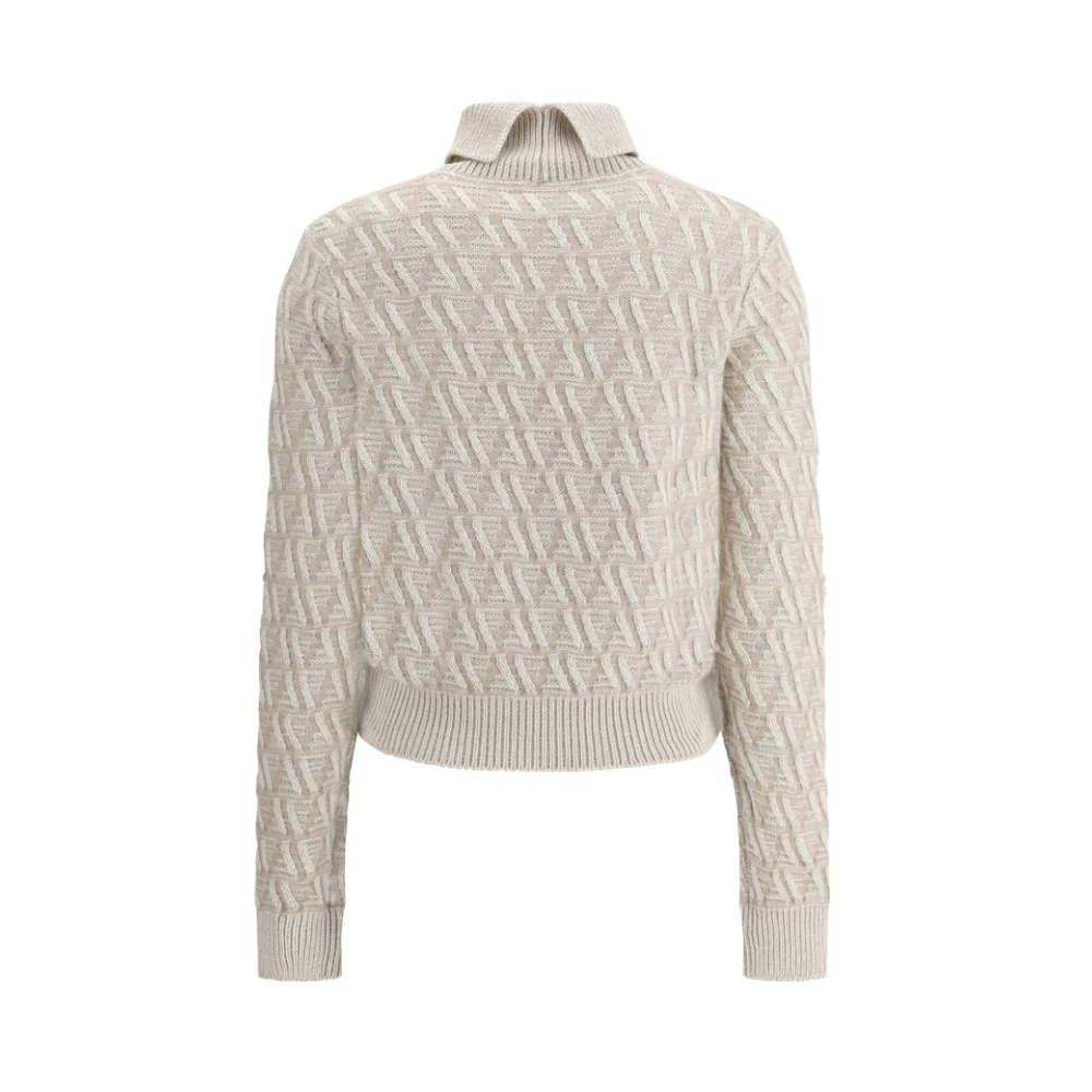 Fendi Zijden Jacquard Coltrui Beige Dames