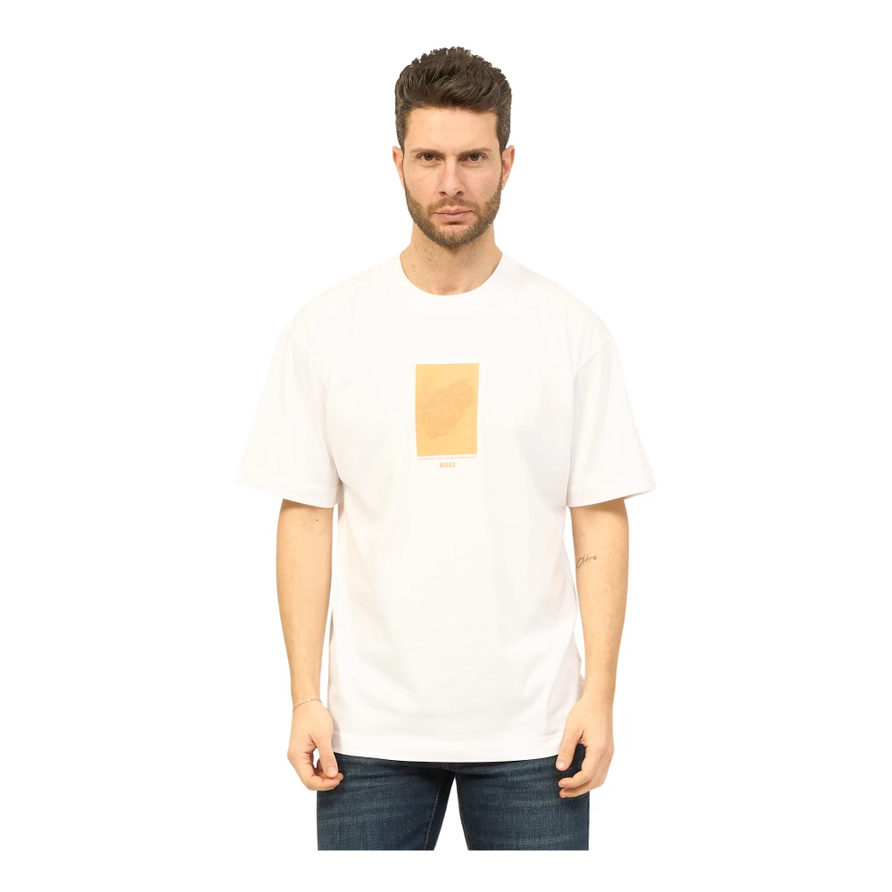 Boss Witte T-shirt met gemengde prints White Heren