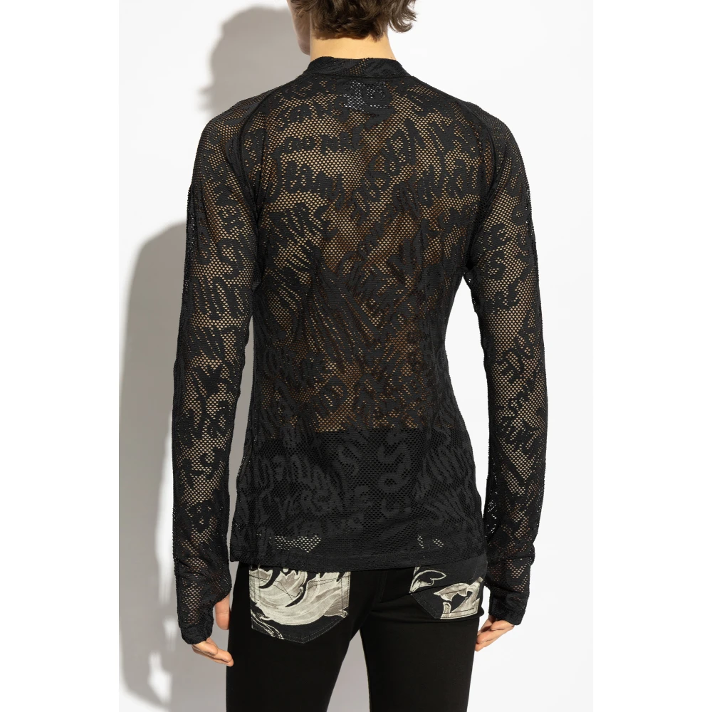 Versace Jeans Couture Kantachtige longsleeve t-shirt Black Heren
