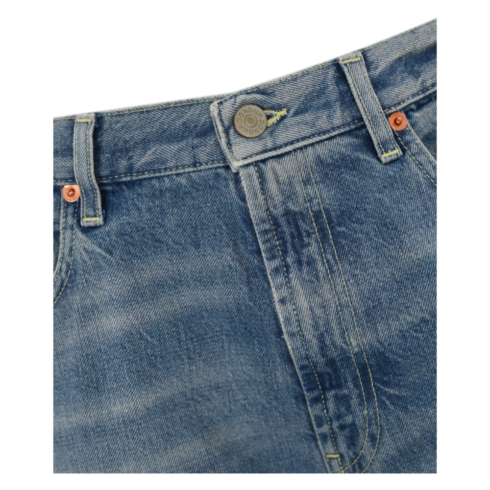 Dondup Lage Taille Denim Broek Wijde Pijpen Blue Dames