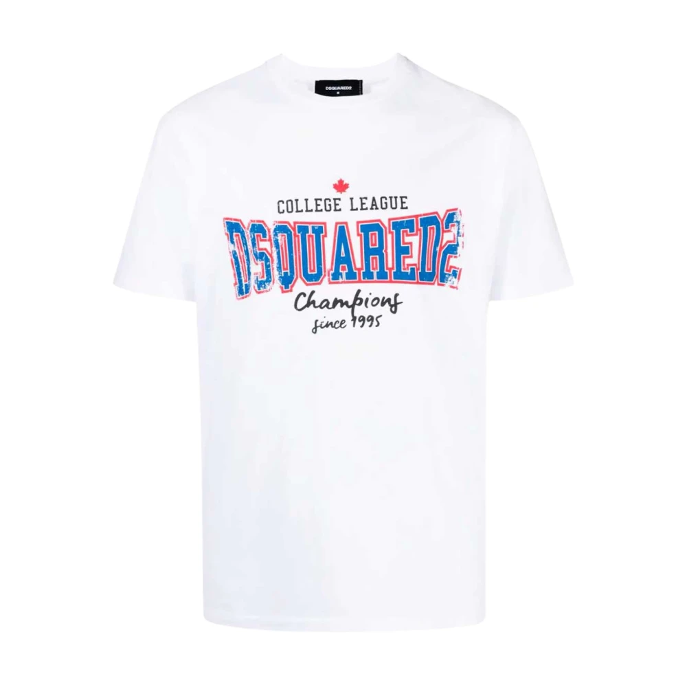 Dsquared2 Bedrukt Logo T-shirt Wit White Heren