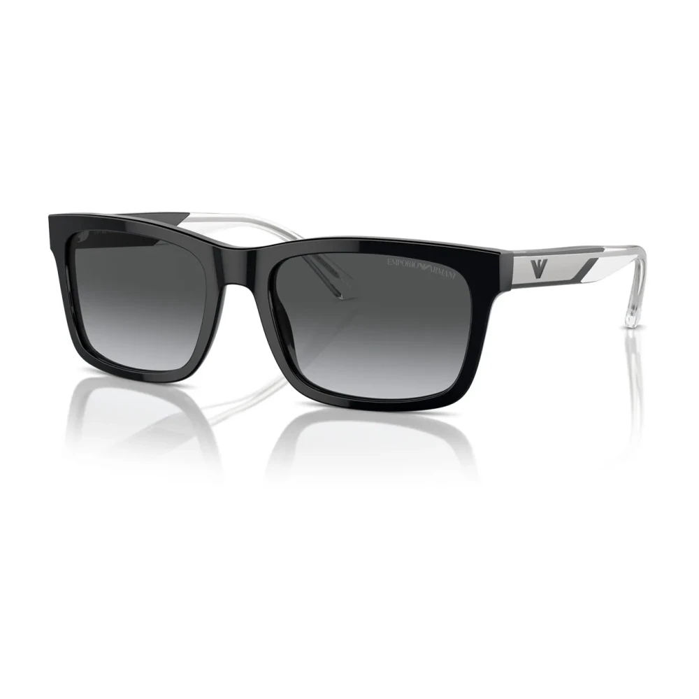 Emporio Armani Unisex Black Sunglasses, 57 Mm, Rectangular Polarized Sunglasses Grey