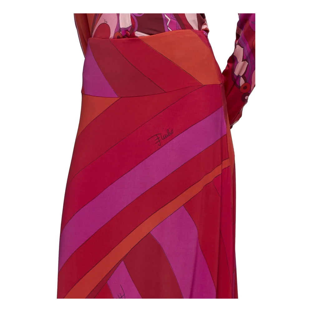 EMILIO PUCCI Abstract Print Lange Rok Red Dames