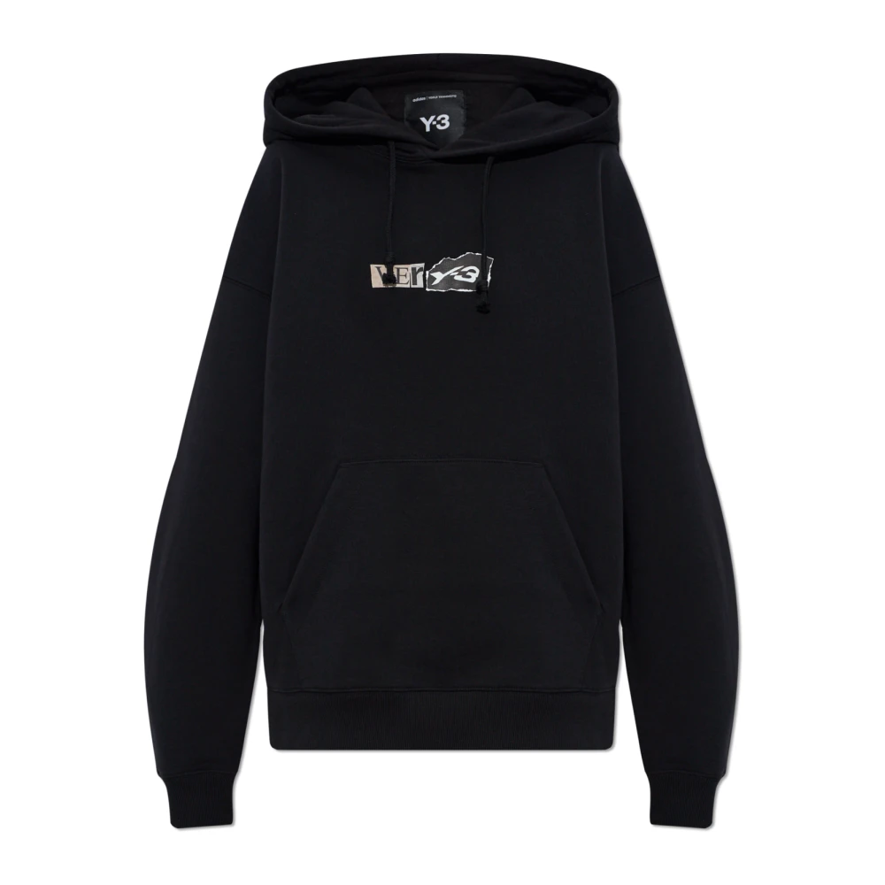 Y-3 Men's Black Brushed Terry Gfx Hoodie - Hoodies - S - Sweatshirts & Hoodies