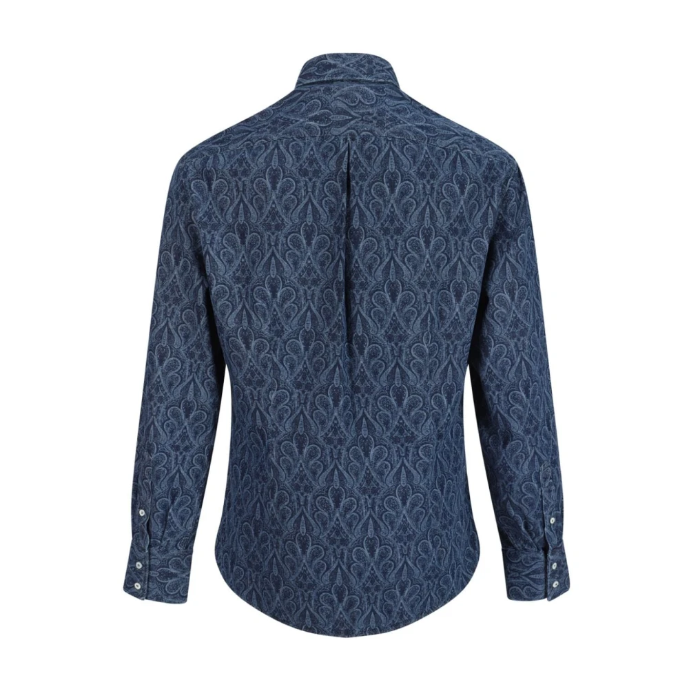 BRUNELLO CUCINELLI Blauw Paisley Print Overhemd Blue Heren