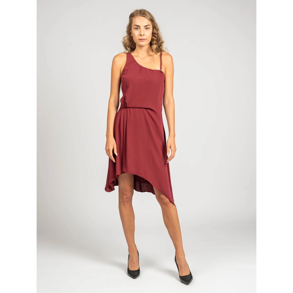 PATRIZIA PEPE Asymmetrische Minijurk met Rits Red Dames