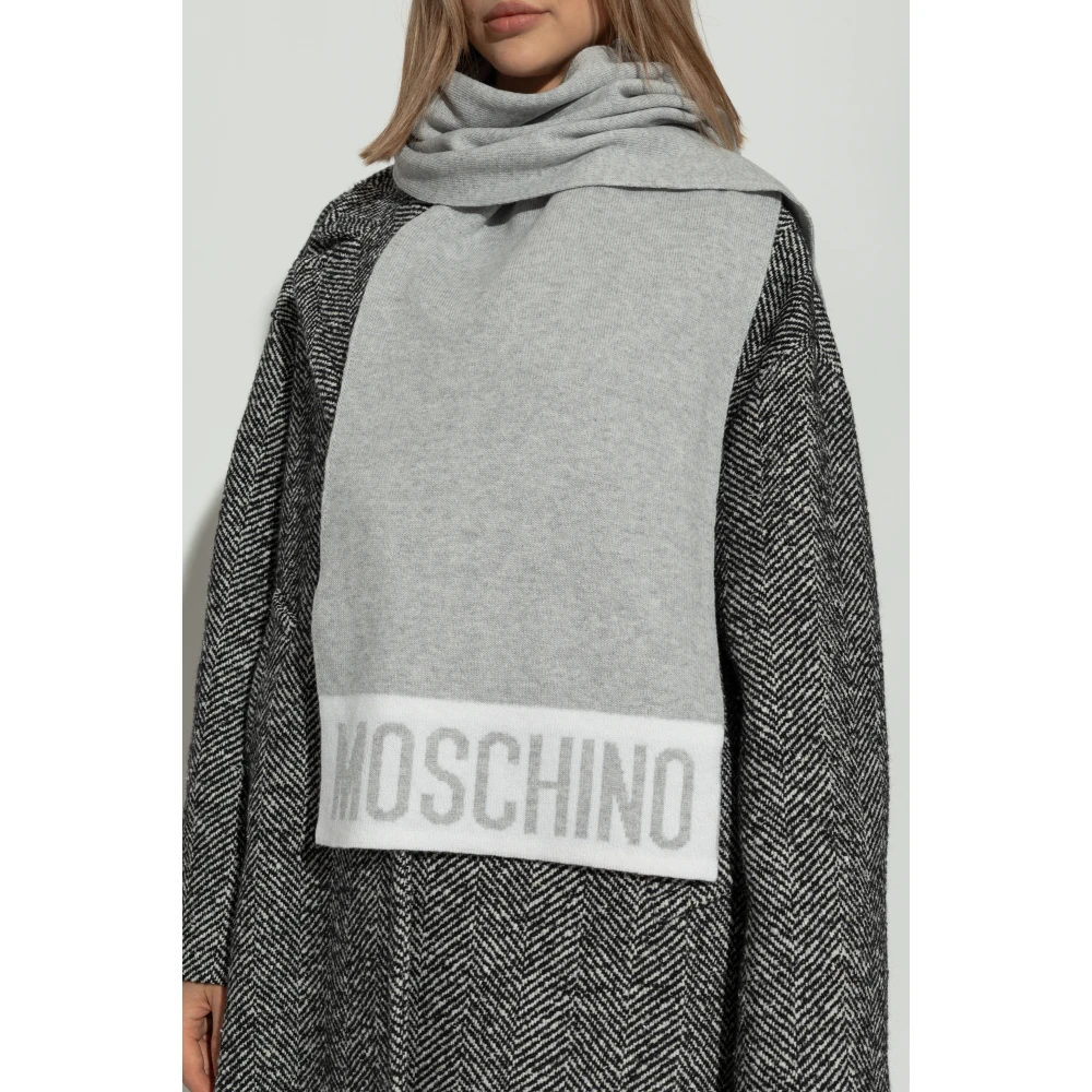 Moschino Sjaal met logo Gray Unisex