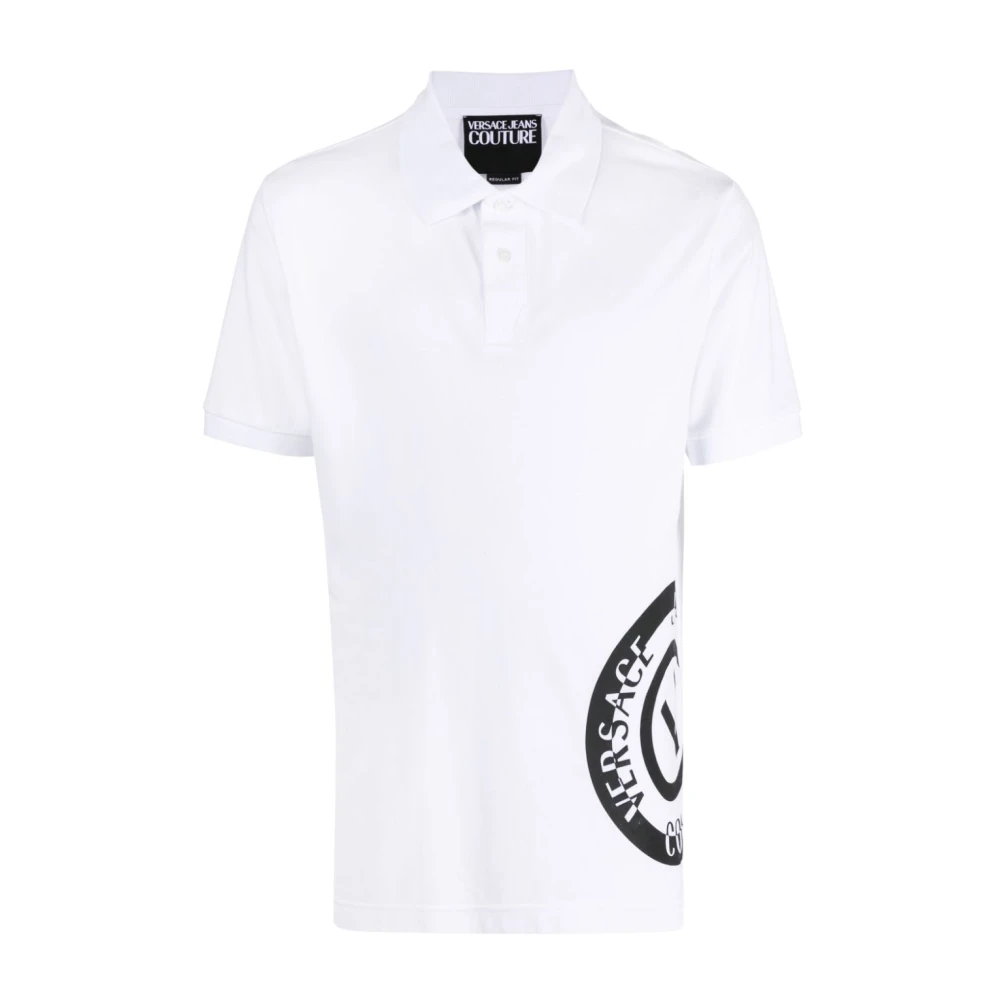 Versace Jeans Couture Wit Logo V-Embleem Polo Shirt White Heren