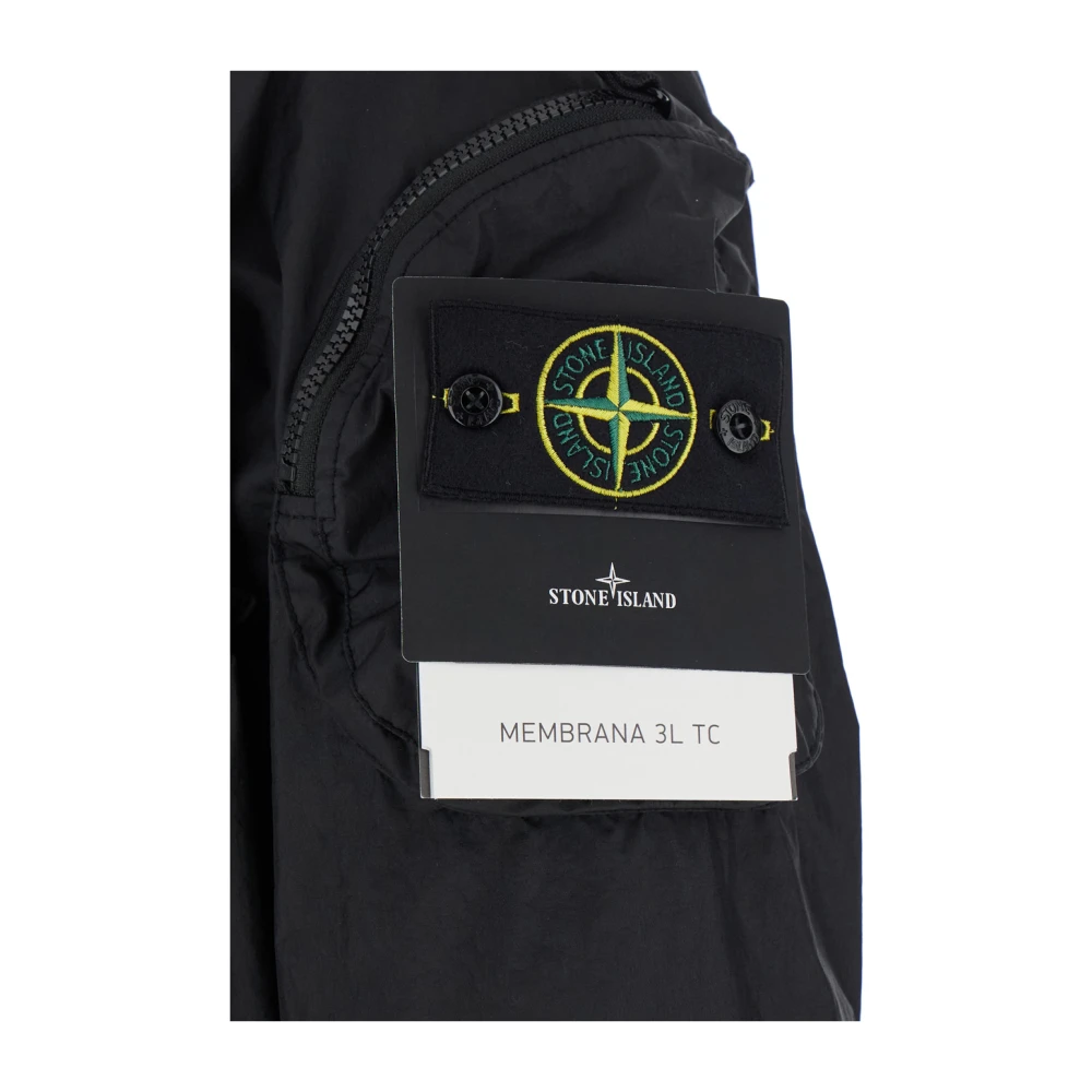 Stone Island Zwarte Bomberjack met Logopatch Black Heren
