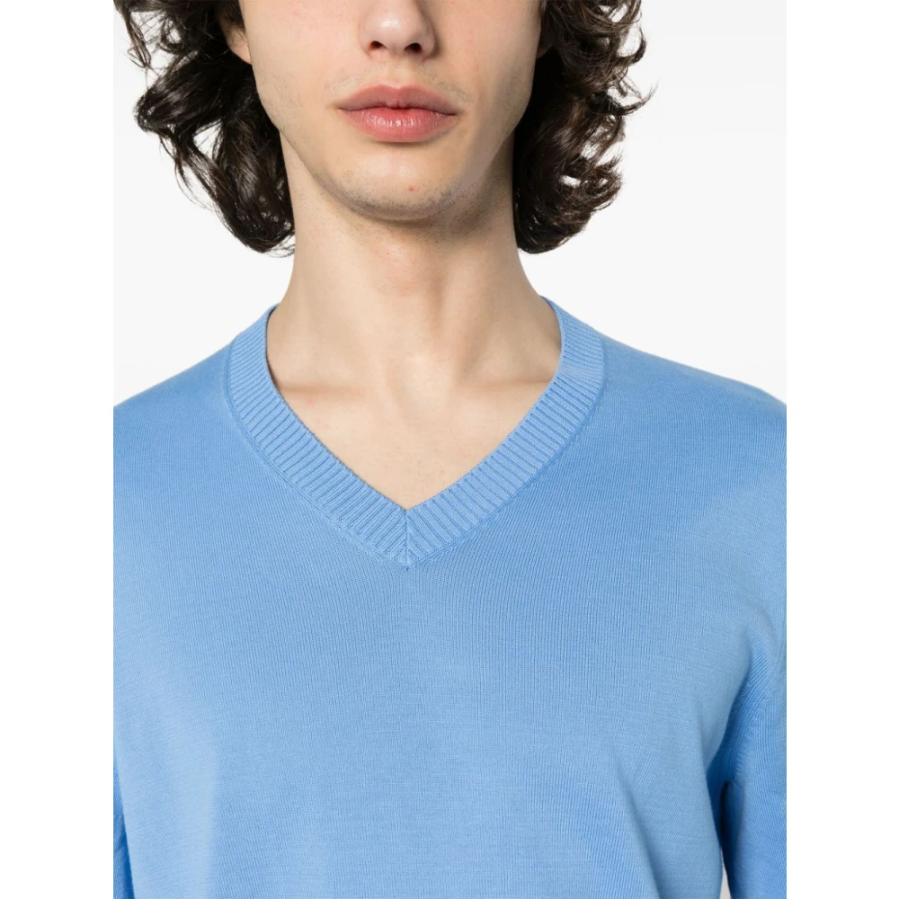 Malo V-neck Knitwear Blue Heren