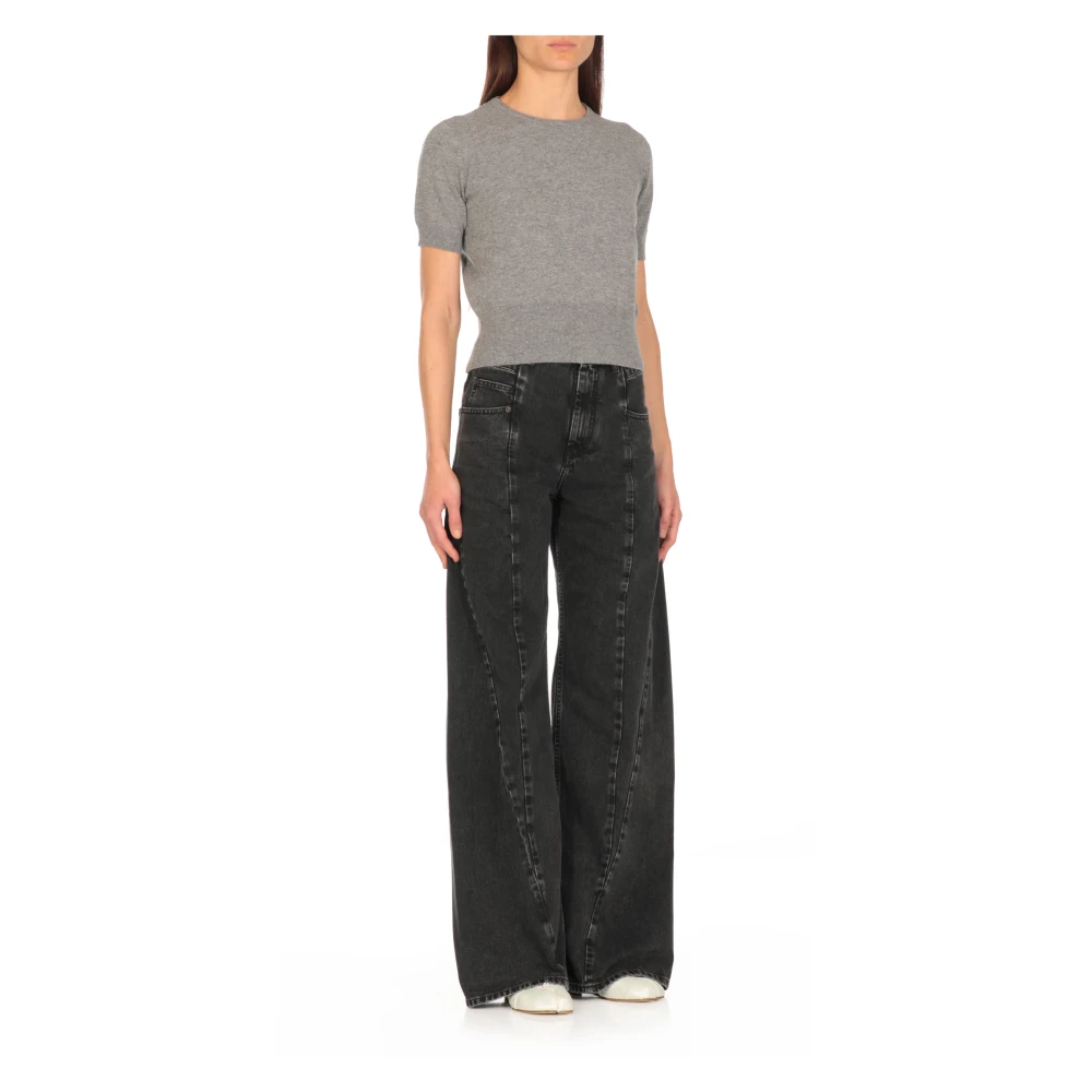 Maison Margiela Grijze Wol Crew Neck Sweater Gray Dames