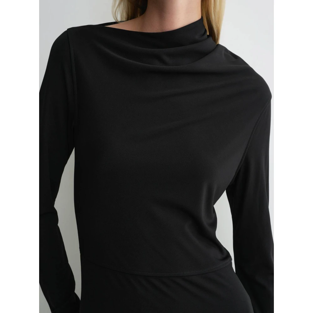 TotêMe Asymmetrische Gedrapeerde Jersey Jurk Black Dames