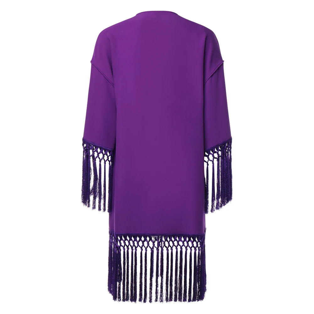 Valentino Garavani Paarse Zijden Franje Jurk Purple Dames
