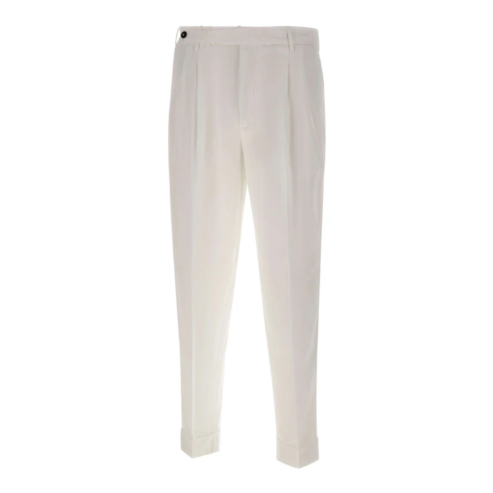 Pt Torino Men's White Slim-Fit Trousers, S, Slim-Fit Trousers