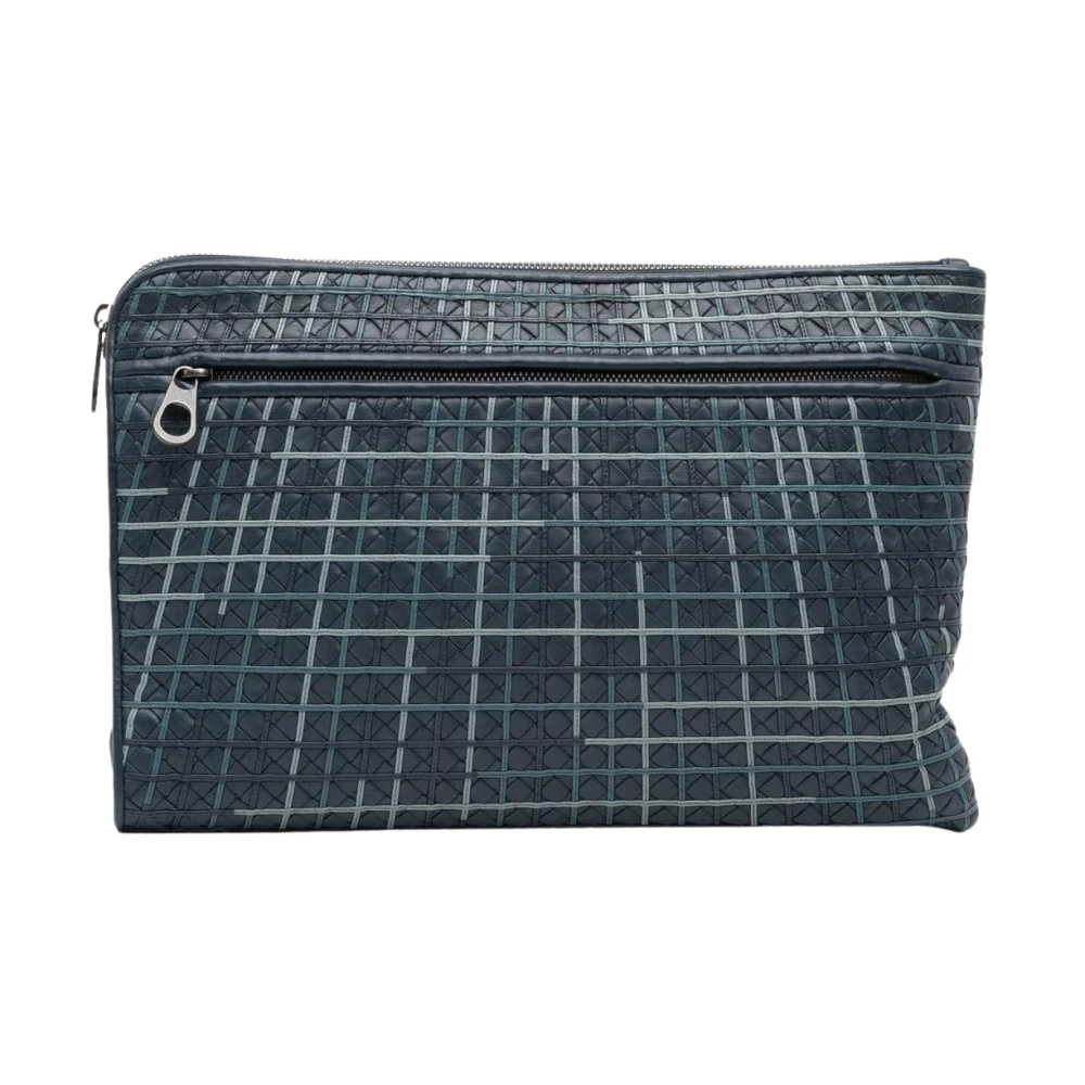Bottega Veneta Vintage Women's Blue Pre-Owned Leather Zip Pouch